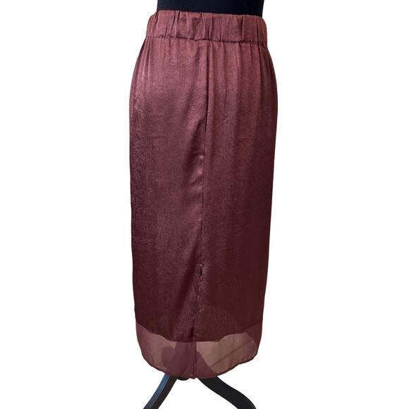 PLEIONE ANTHROPOLOGIE Women's Mauve Sheer Hem Pencil Skirt Size M - Picture 2 of 4